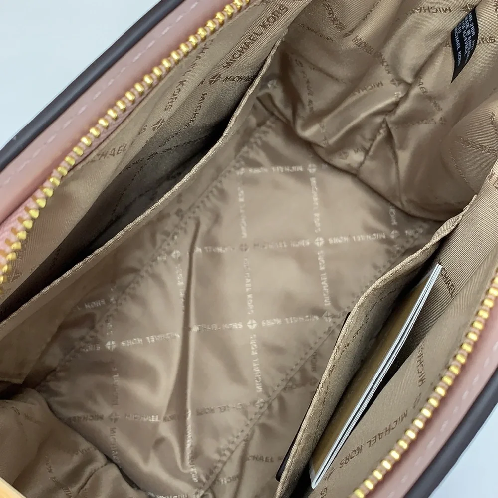 Michael Kors Avril Small Leather Top-Zip Satchel Powder Blush color